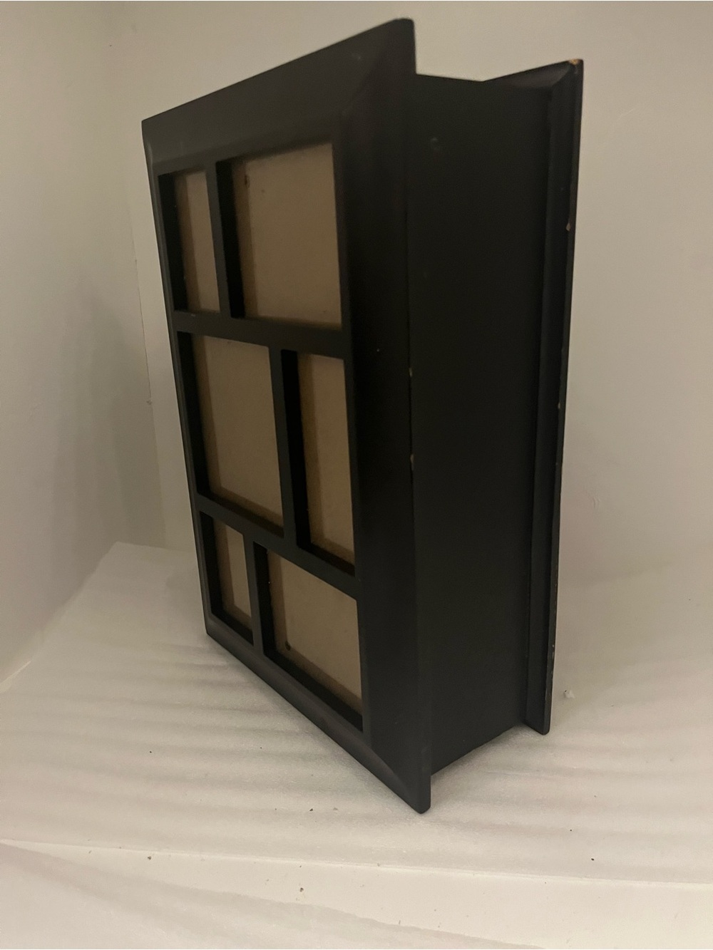 Black Wood Hinged Folding Collage Picture Frame, 6-Photo, Freestanding